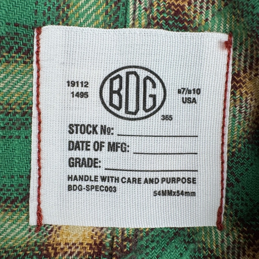BDG Brixton Flannel Button Up Shirt Long Sleeve Plaid Frayed Hem Womens Small S - Picture 5 of 13